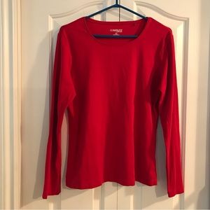 🇨🇦COMPANY.. Ellen Tracy🇨🇦  Women’s Red Long Sleeve Round Neck Tee Size L…